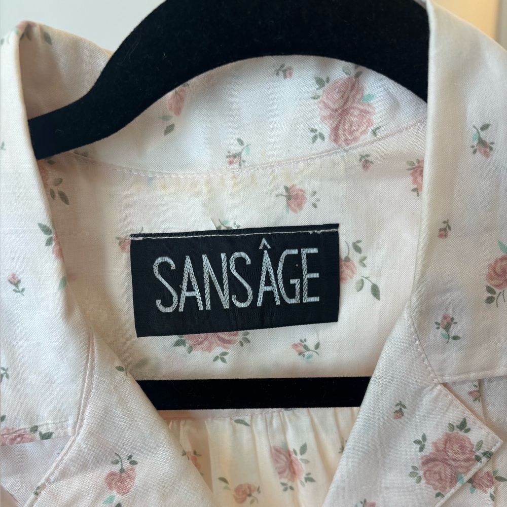 Vintage 80’s Sansage Fit And Flare Pastel Floral Cuffed Sleeve Dress Size 16 L - Picture 4 of 6